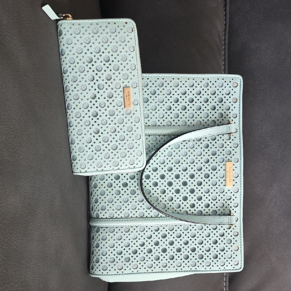 kate spade Handbags - Kate Spade Light Blue Satchel and Wallet Set